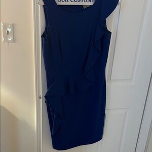 Calvin Klein Elegant Blue Ruffle Dress